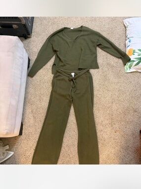 Target Olive Green Knit Jumpsuit Set